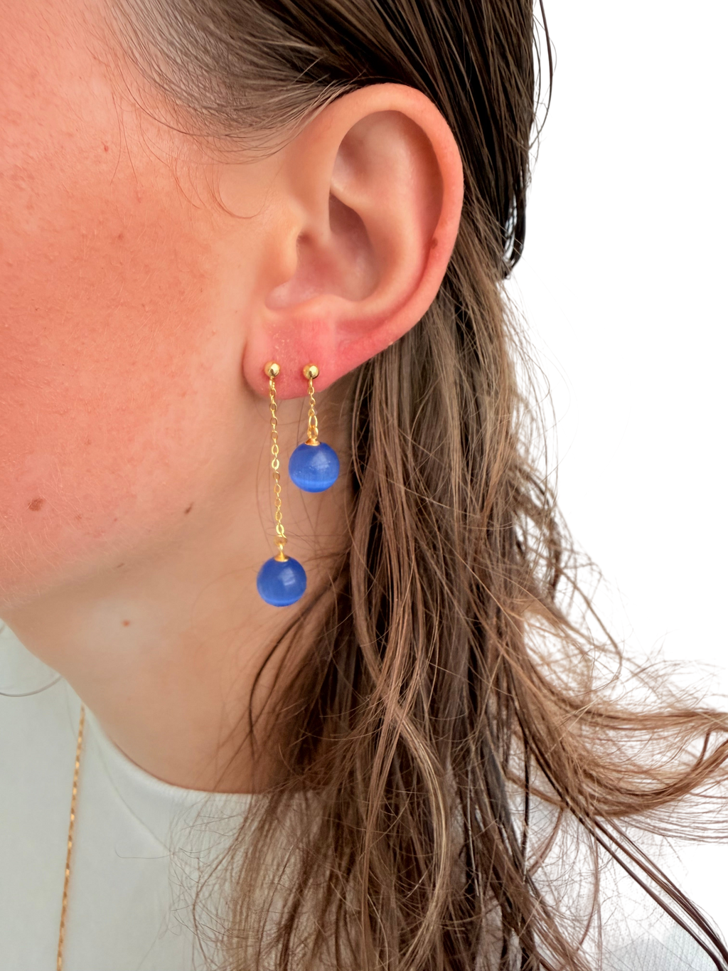 Ørering enkelt med blå perle #22 Mix & Match