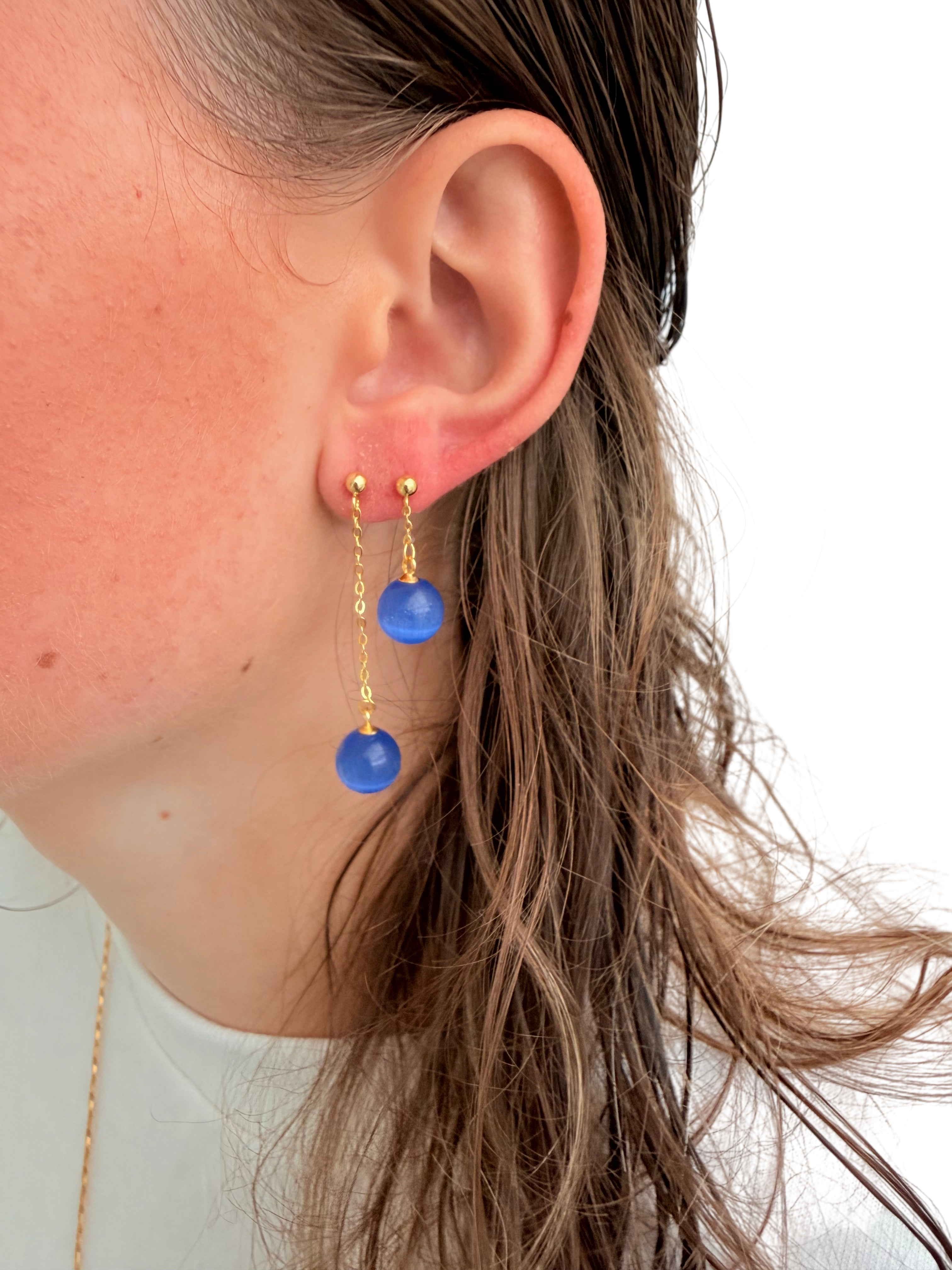 Ørering enkelt med blå perle #22 Mix & Match