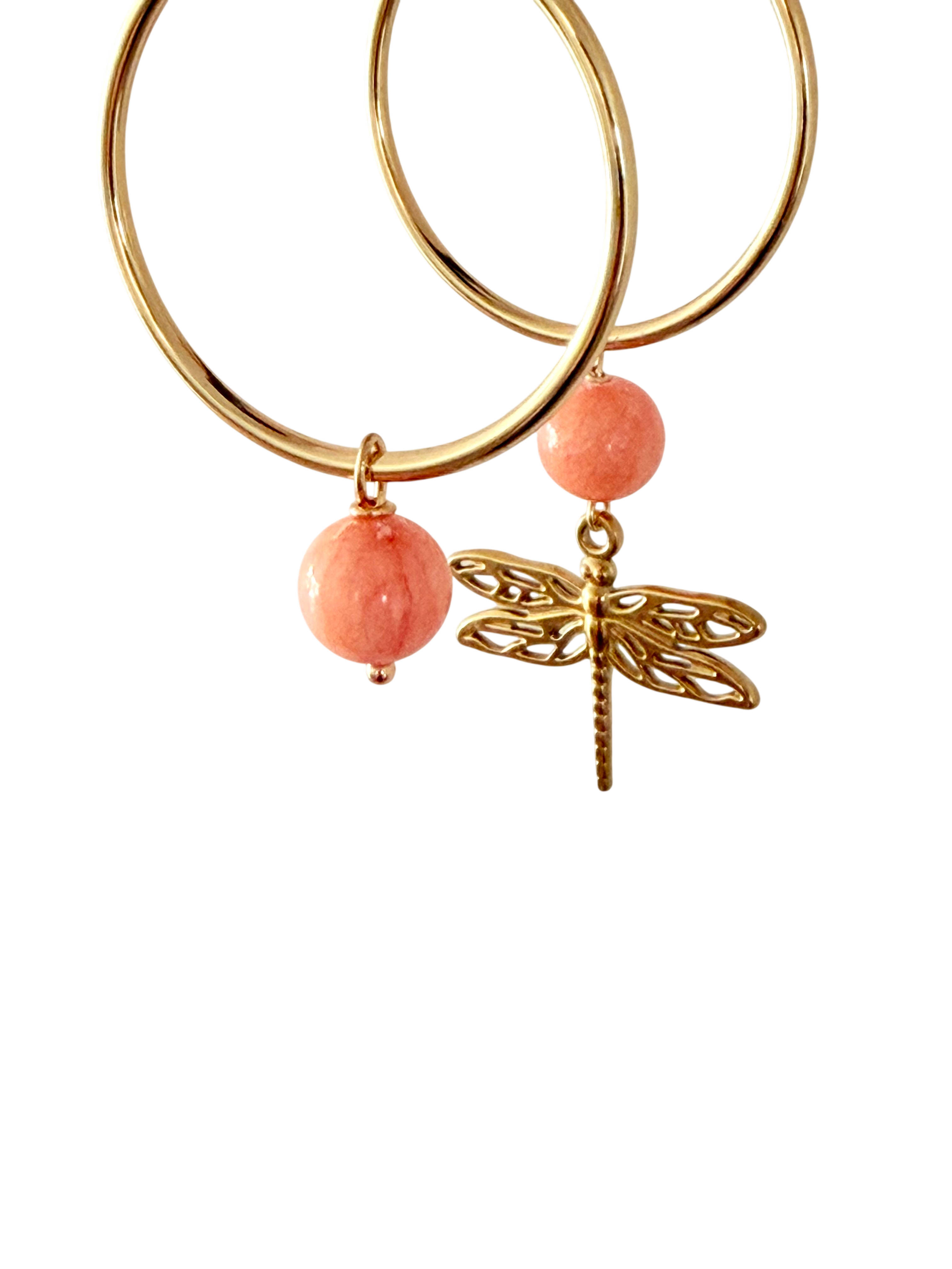 Håndlavede Hoops med Orange Perler & 18K Forgyldt Guldsmed