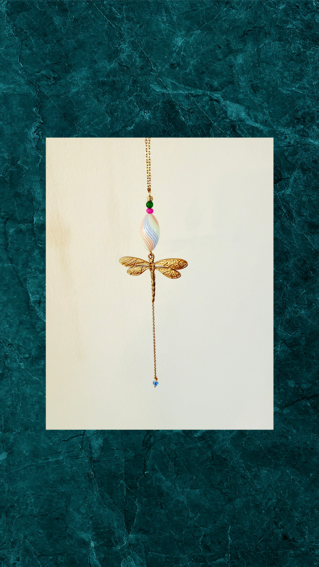 Håndlavet Y Halskæde med guldsmed og glasperle