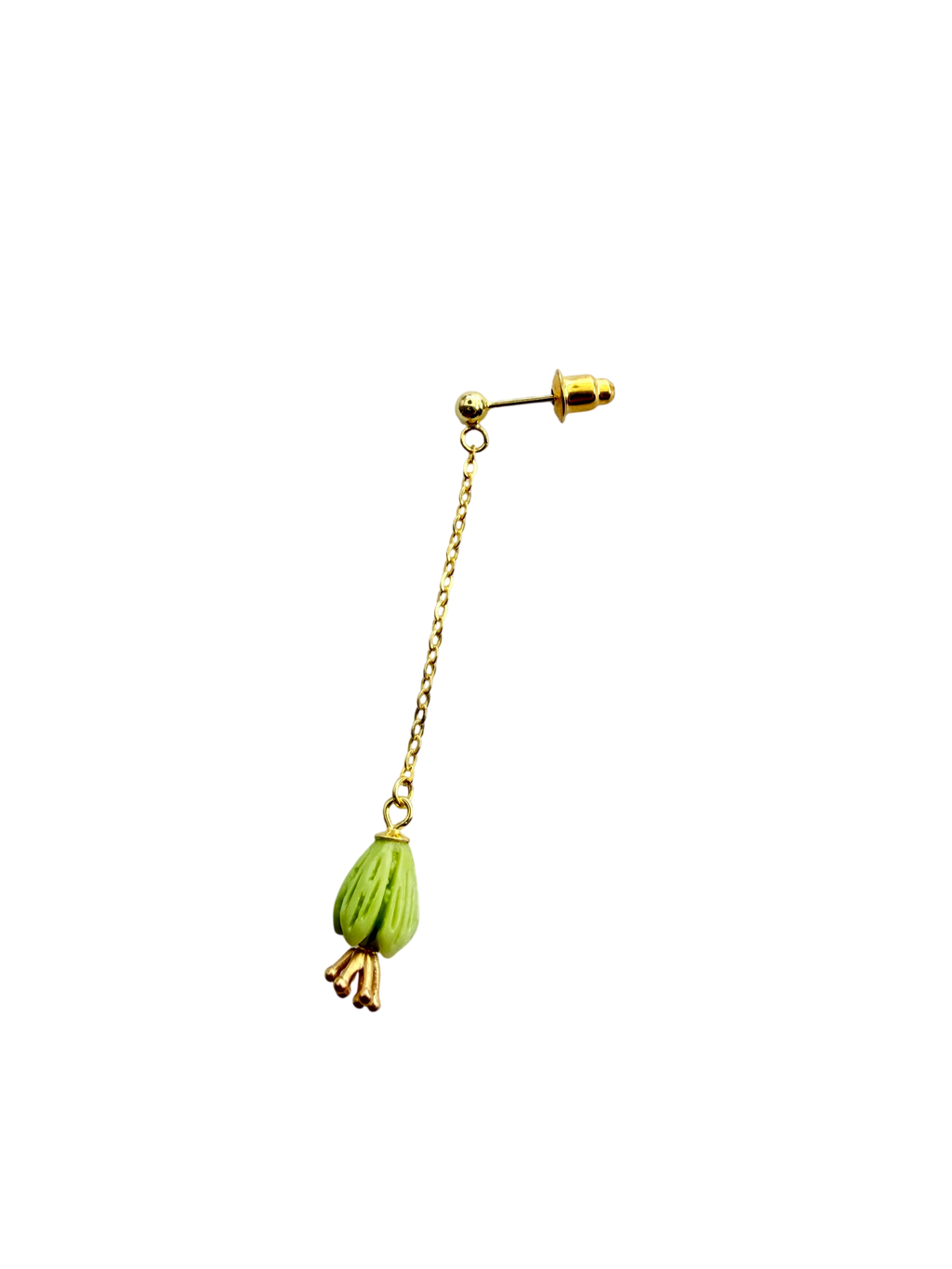 Ørering enkelt med olivengrøn tulipan perle #40