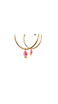 Forgyldte Hoops med Pink Tulipan-Perler