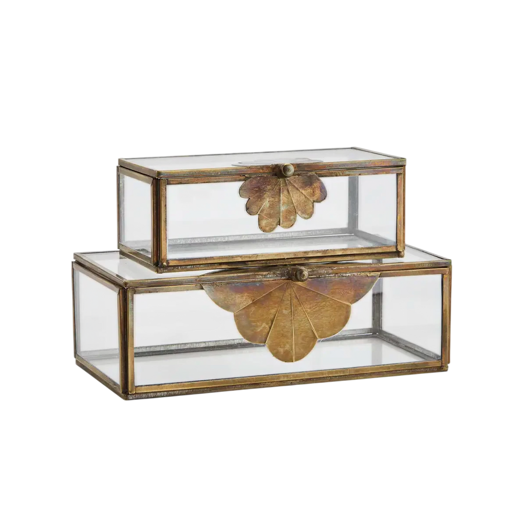 Glass Boxes With Brass Leaf