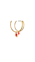 Forgyldte Hoops med Koralfarvede Tulipan-Perler