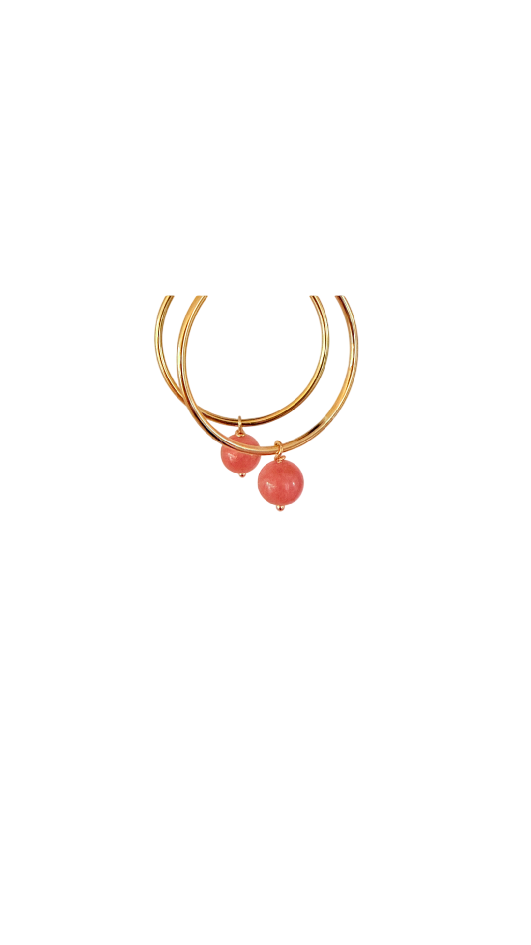Forgyldte Hoops 40 mm. – Håndlavede med Rosa Perler