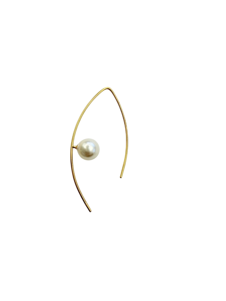 Håndlavet Ørering med Hvid Shell Perle