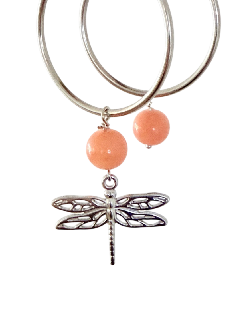 Hoops med orange perle og guldsmed – 40 mm