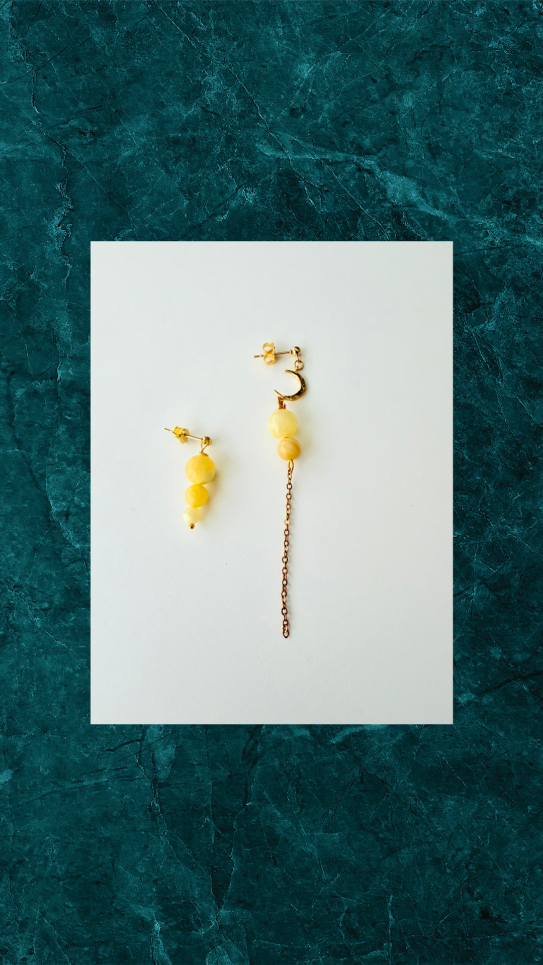 Håndlavede Forgyldte Øreringe med Gule Perler