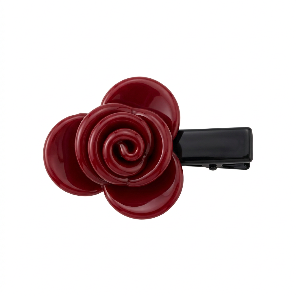 Hårklemme med bordeaux rose på hvid baggrund uden holder